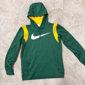 Nike Therma-FIT Green and Yellow Pullover Hoodie Sweatshirt Packers Ducks Medium
